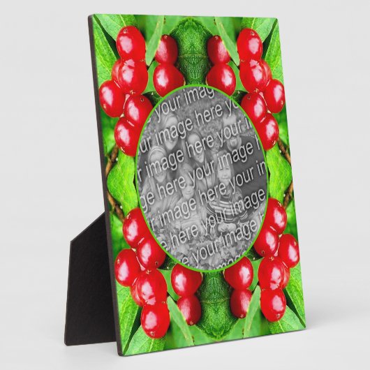 雨滴を含む赤い果実自然あなたの写真を追加 フォトプラーク (側面)