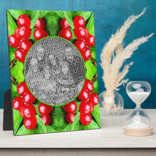 雨滴を含む赤い果実自然あなたの写真を追加 フォトプラーク (側面)