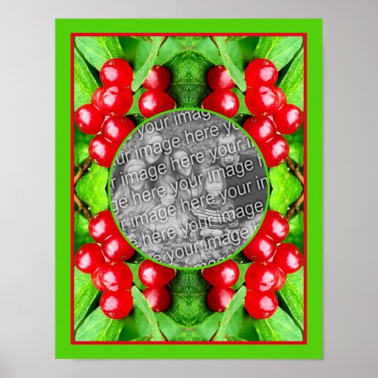 雨滴を含む赤い果実自然あなたの写真を追加 ポスター (正面)