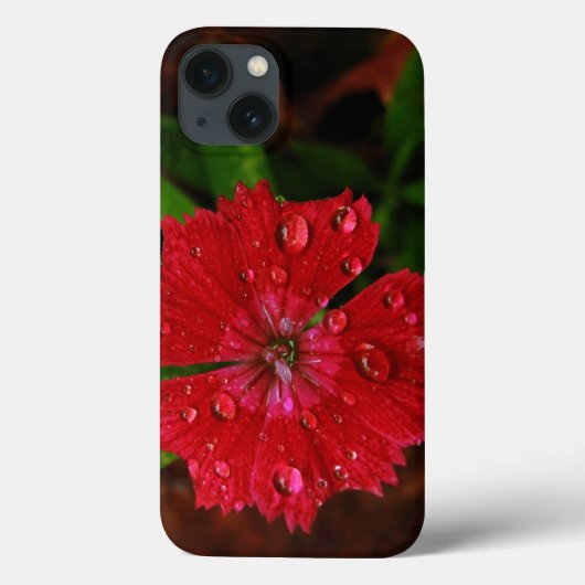 雨滴を纏った赤いナデシコ Case-Mate iPhoneケース (裏面)
