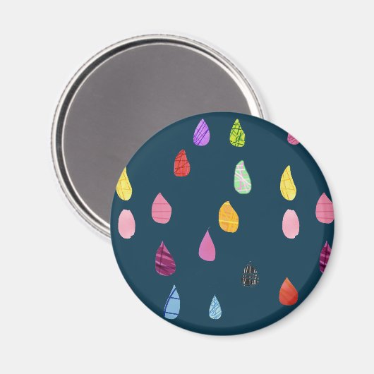 雨滴アートコラージュかわいいコラージュぼほ マグネット (正面/裏面)