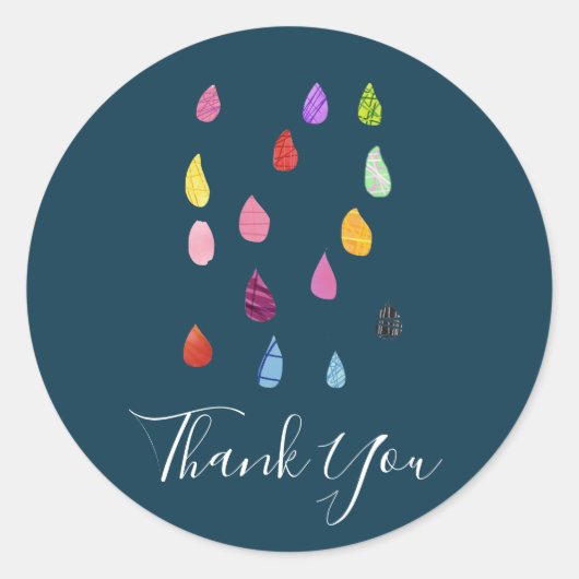 雨滴アートコラージュかわいいコラージュぼほ ラウンドシール (正面)