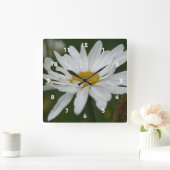 雨滴デイジーの白い自然 スクエア壁時計 (ホーム)