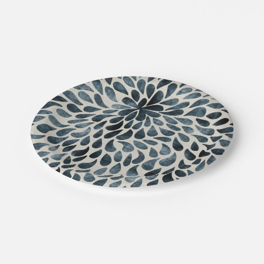 雨滴フラクタルパターンin自然レインアートパターン ペーパープレート (アングル)