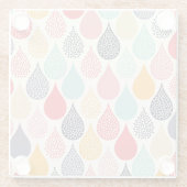 雨滴ポップ・アートのアートドットパターン ガラスコースター (裏面)