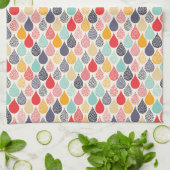 雨滴ポップ・アートのアートドットパターン キッチンタオル (折り畳み)