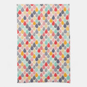 雨滴ポップ・アートのアートドットパターン キッチンタオル (縦)