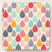 雨滴ポップ・アートのアートドットパターン コースター (正面)