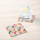 雨滴ポップ・アートのアートドットパターン スクエアペーパーコースター (インサイチュ)