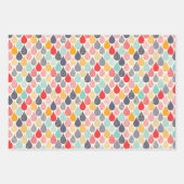 雨滴ポップ・アートのアートドットパターン ラッピングペーパーシート (正面3)