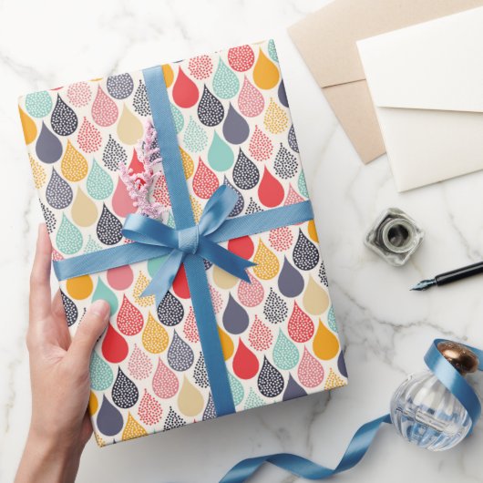 雨滴ポップ・アートのアートドットパターン ラッピングペーパー (ギフト)