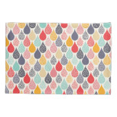 雨滴ポップ・アートのアートドットパターン 枕カバー (裏面-左)