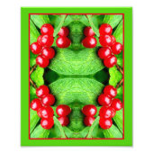 雨滴付きレッドベリー鏡抽象芸術自然 フォトプリント (正面)