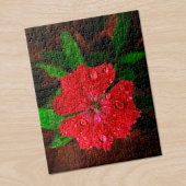 雨滴写真と美しい赤いジアンサスの花 ジグソーパズル