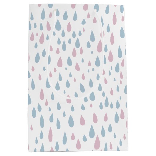 雨滴赤ちゃんシャワーギフト ミディアムペーパーバッグ (正面)