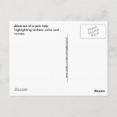 雨滴、ピンク春チューリップ抽象芸術マクロフォト ポストカード (裏面)