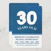 雨滴、モダン誕生日 招待状 (正面/裏面)