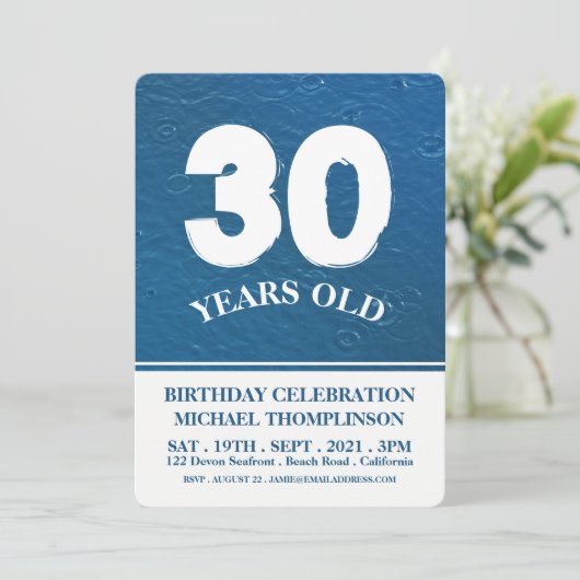 雨滴、モダン誕生日 招待状 (スタンド正面)