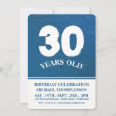 雨滴、モダン誕生日 招待状 (正面)