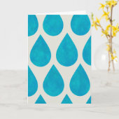 雨滴/涙ドロップパターン水色グリーティング カード (黄色い花)