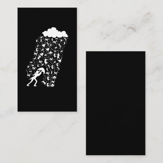 雨猫動物おもしろい気象猫好き 名刺 (正面/裏面)