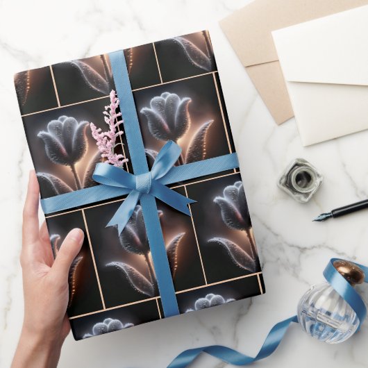 雨白熱［赤熱］光を放つ滴のチューリップ ラッピングペーパー (ギフト)