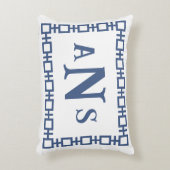 雨石板ブルースクエアギリシャ鍵モノグラム アクセントクッション (正面(垂直))