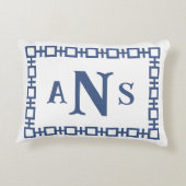 雨石板ブルースクエアギリシャ鍵モノグラム アクセントクッション (裏面)