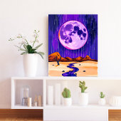 雨砂漠パープルウォールアート キャンバスプリント