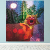 雨窓から持ち上げサボテン キャンバスプリント (インサイチュ (ウッドフロア))