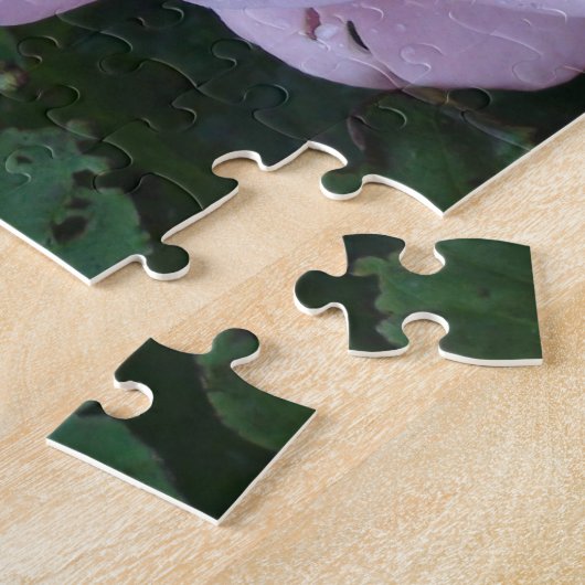 雨粒かわいらしのついたピンクの牡丹 ジグソーパズル (側面)