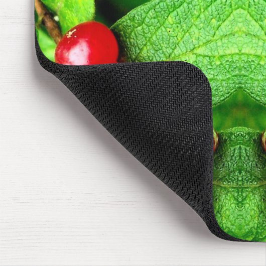 雨粒の赤い果実の自然 マウスパッド (コーナー)