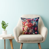 「雨粒の赤とピンクのバラ」 クッション (椅子)