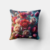 「雨粒の赤とピンクのバラ」 クッション (裏面)