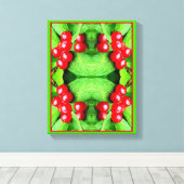 雨粒を持つ赤い果実抽象芸術自然 キャンバスプリント (インサイチュ (ウッドフロア))