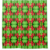 雨粒を持つ赤い果実抽象芸術自然 シャワーカーテン (正面)