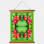 雨粒を持つ赤い果実抽象芸術自然 吊り下げ型タペストリー (正面)