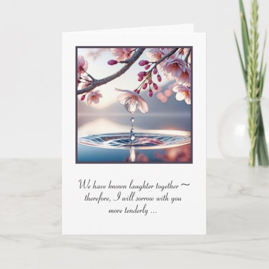 雨粒オンさくらんぼ花悔やみや弔慰 カード (正面)