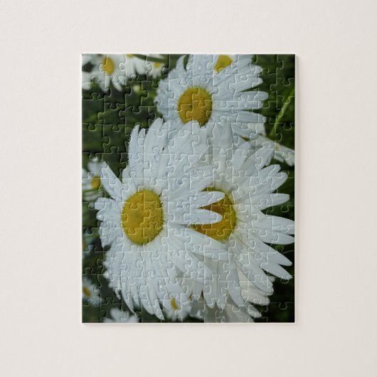 雨粒オンデイジーワイルドフラワーフローラ ジグソーパズル (縦)