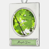雨粒葉付きメエデ シルバープレートバナーオーナメント (左)