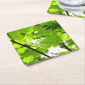 雨粒葉付きメエデ スクエアペーパーコースター (アングル)