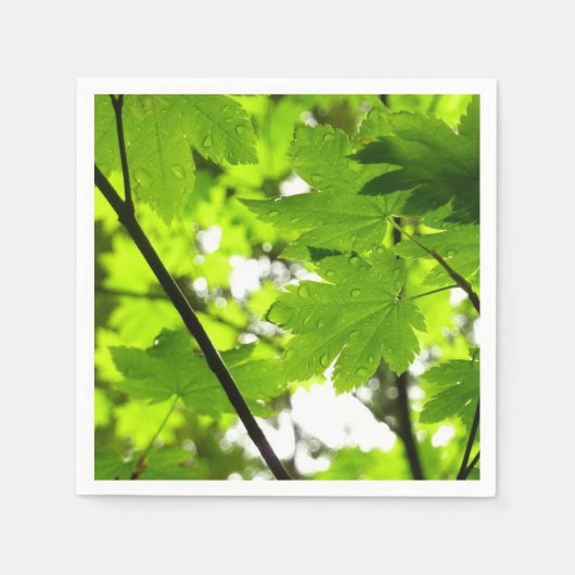 雨粒葉付きメエデ スタンダードカクテルナプキン (正面)