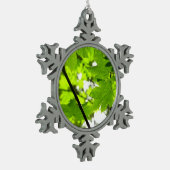 雨粒葉付きメエデ スノーフレークピューターオーナメント (左)