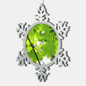 雨粒葉付きメエデ スノーフレークピューターオーナメント (右)