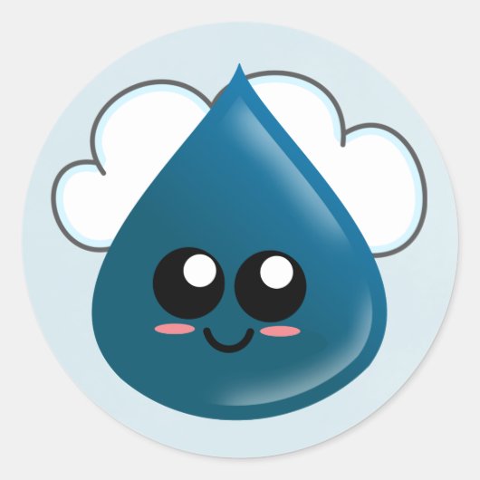 雨粒、涙粒、水滴 ラウンドシール (正面)