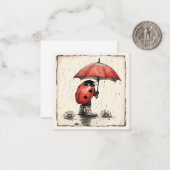 雨粒&雨または輝き:レディバグ ノートカード (正面/裏面インサイチュ)