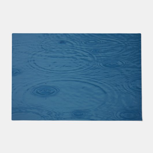 雨紋（青い水波） ドアマット (正面)
