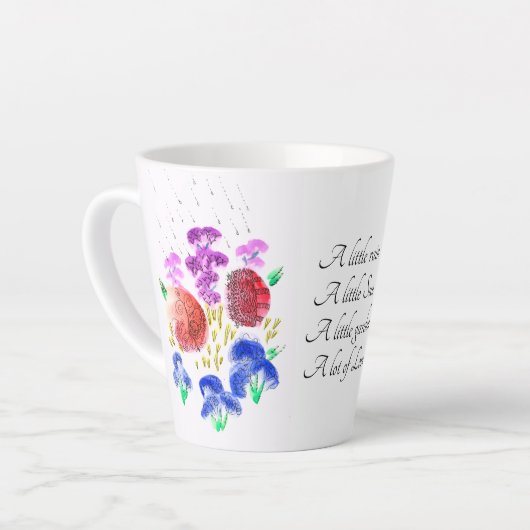 雨花園の明るい色の小さなラテL カフェラテマグ (左アングル)