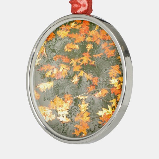 雨落ちた葉中 メタルオーナメント (左)