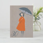 雨誇りを持ったの中の老紙レディ30歳の誕生日 招待状 (スタンド正面)